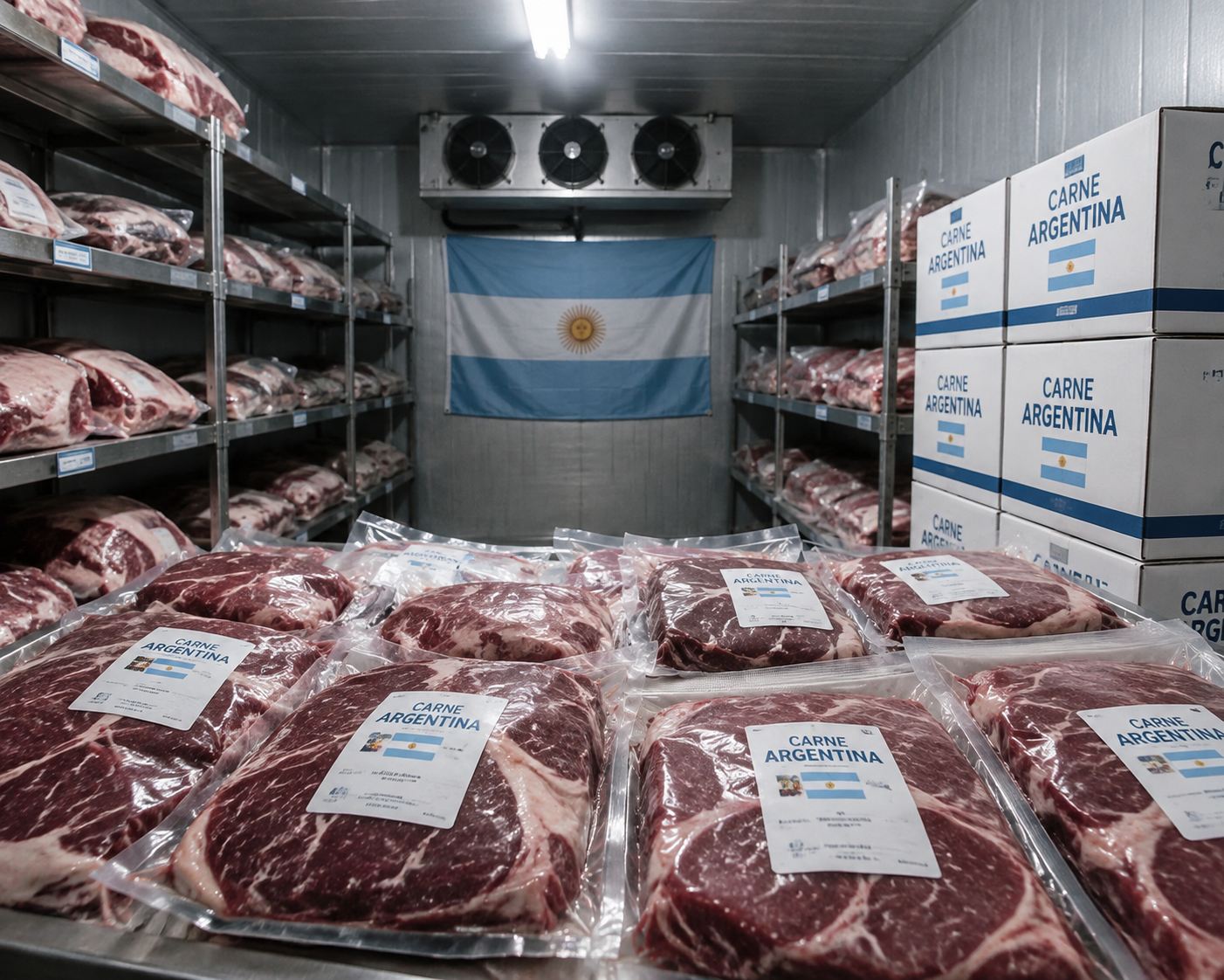 Argentine beef containers ready for export to China