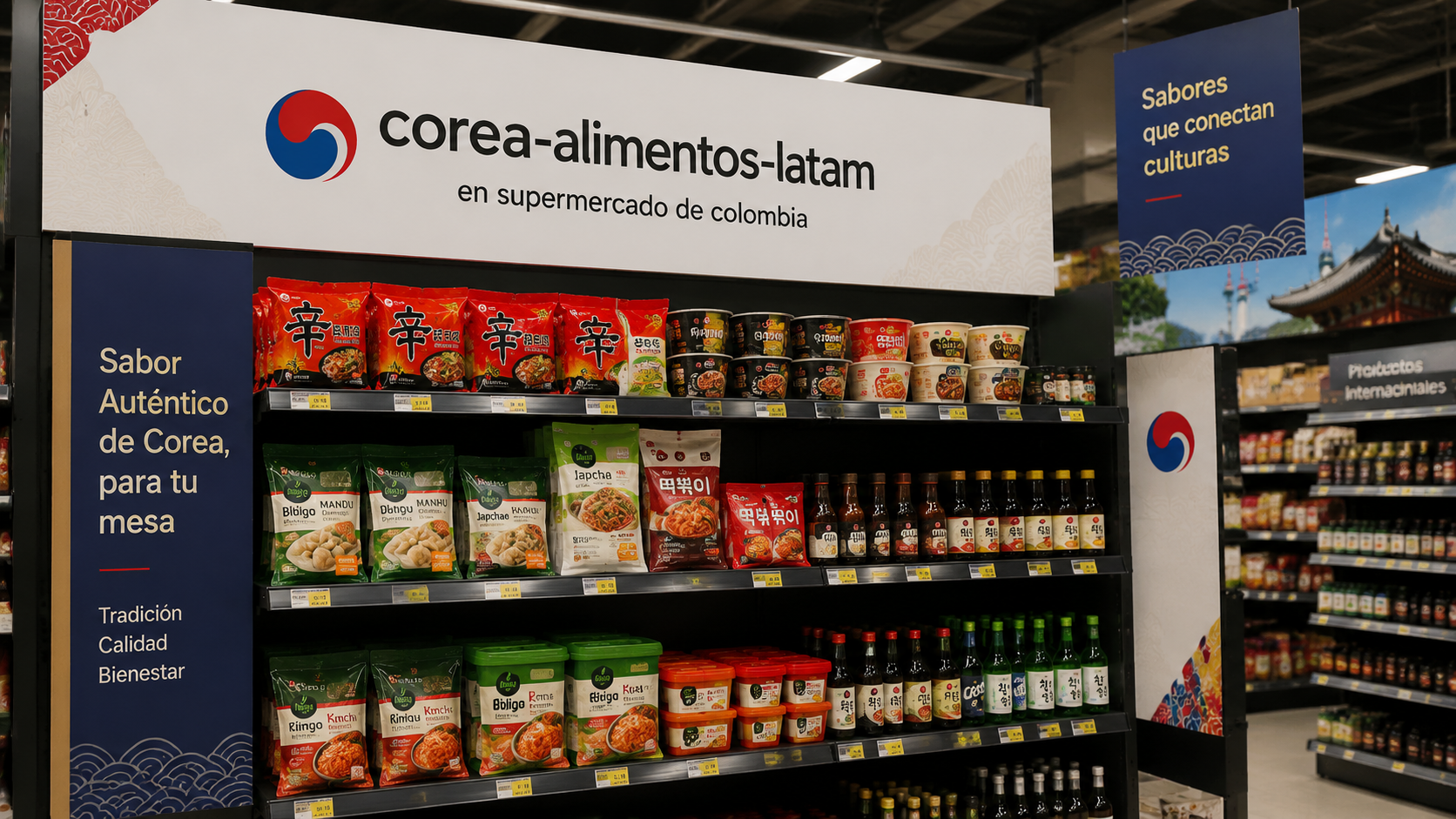 Korean processed foods on supermarket shelves in Latin America