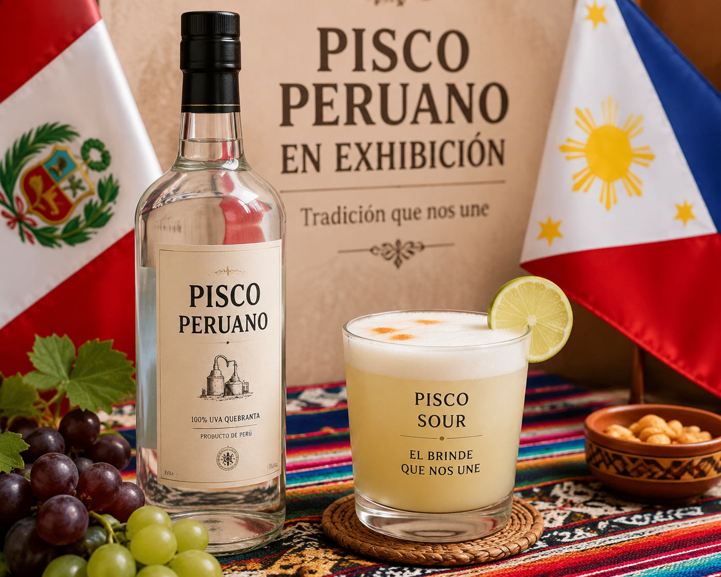 Peruvian pisco bottle premium display in the Philippines