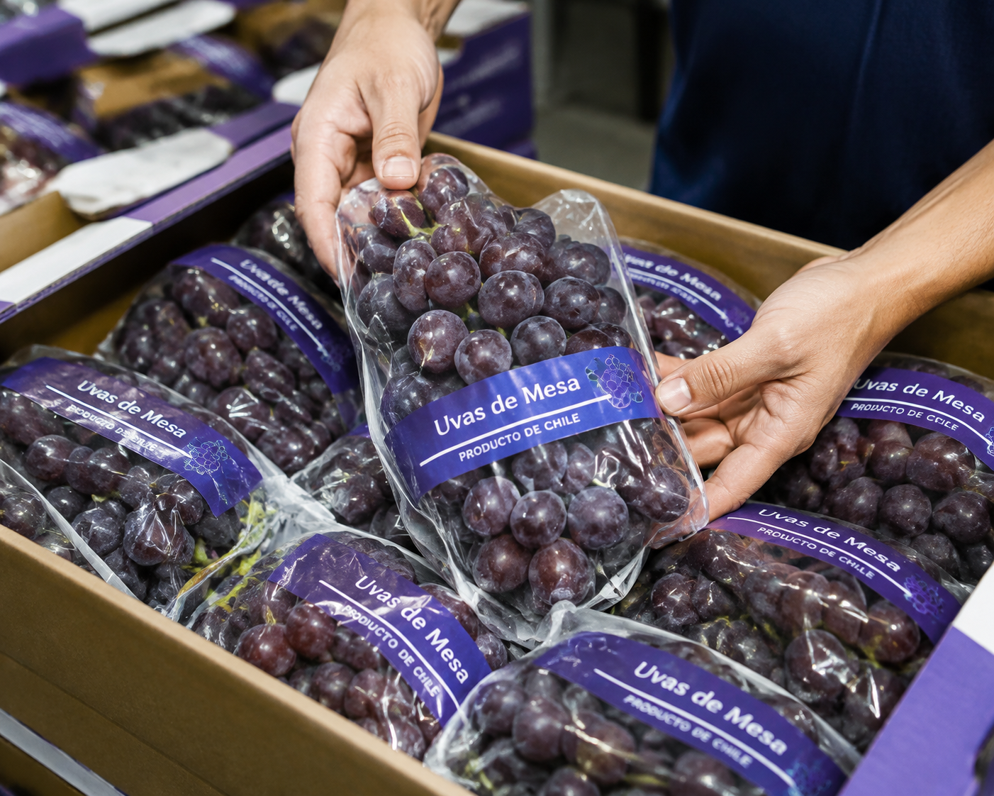 Chilean table grapes packed for export to Japan